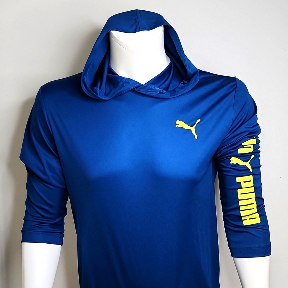 PUMA LONG SLEVES RASHGUARD GUARD, NAVY BLUE, SMALL WITH HODDIE SHIRT